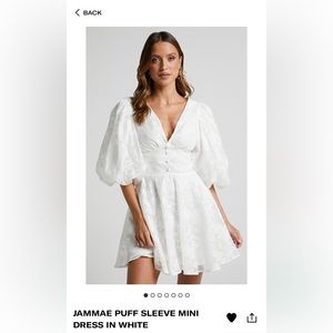 Puff Sleeve White Mini dress